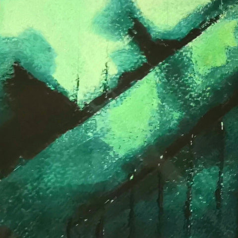 Green Shadows I - cold wax painting