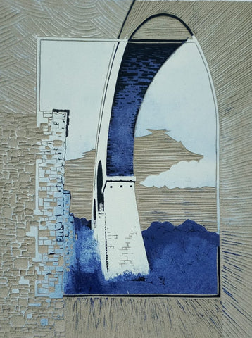 Perranwell Viaduct Linocut