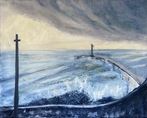 Porthleven Pier - greetings card
